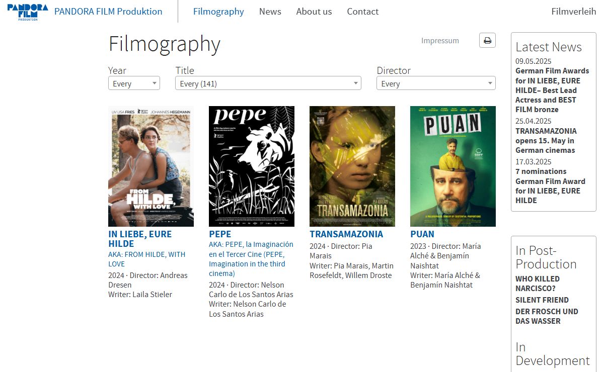 PANDORA FILM Produktion - Filmography