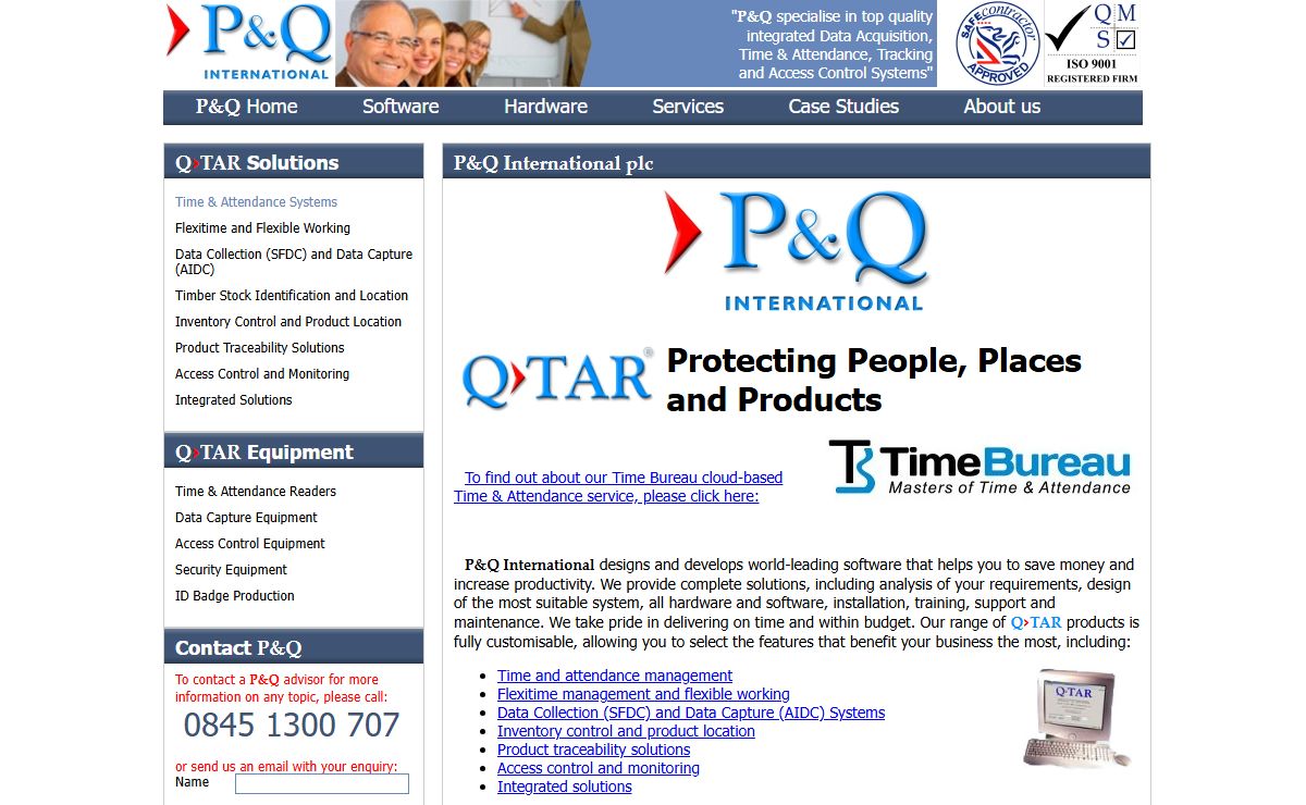 Time & Attendance, Flexible Time, Data Collection, Inventory Management, Tracking, Access Control – P & Q International plc
