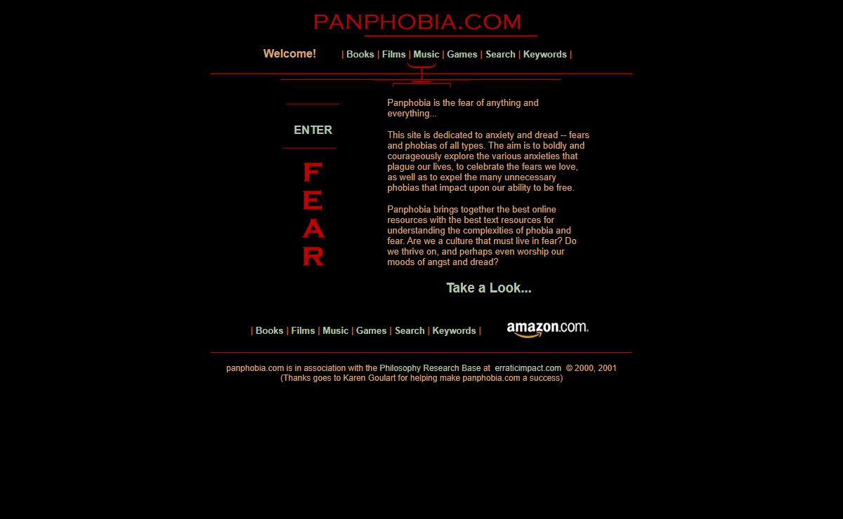 Panphobia is the fear of everything -- explore fear, the philosophy of fear and phobia