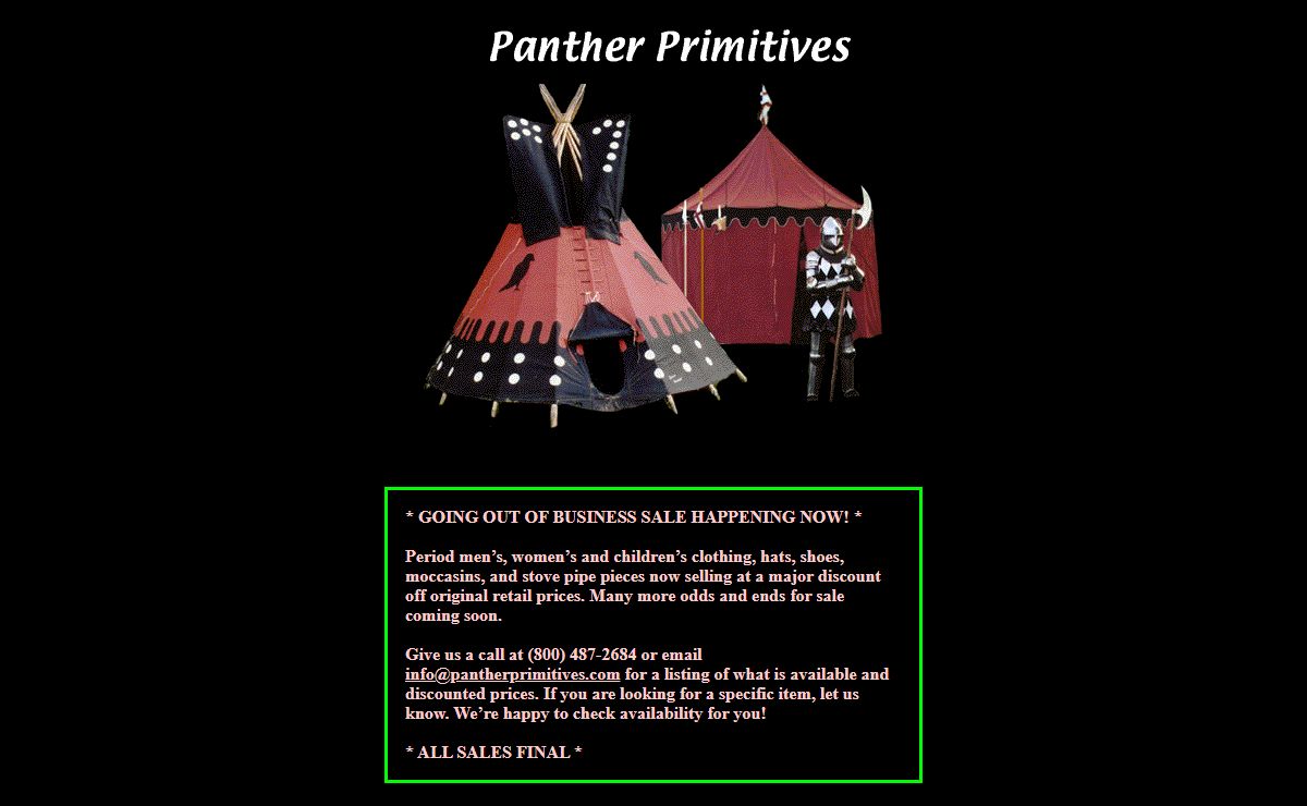 Panther Primitives - The Best Historical Tents - Historical Reproduction Tents