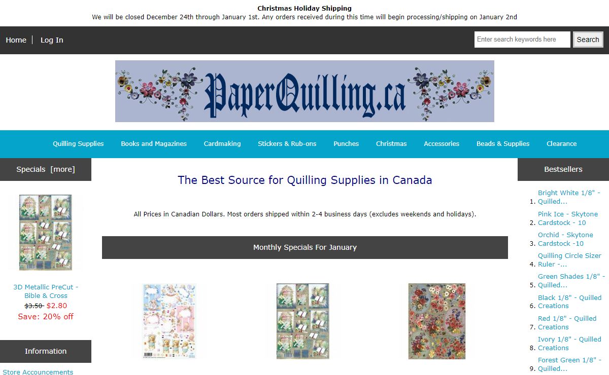 PaperQuilling.ca!, <center>The Best Source for Quilling Supplies in Canada</center>