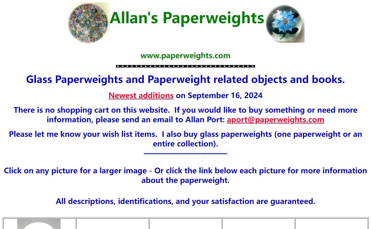 Glass Paperweight Paperweights - Allan's Paperweights - Paperweights.com