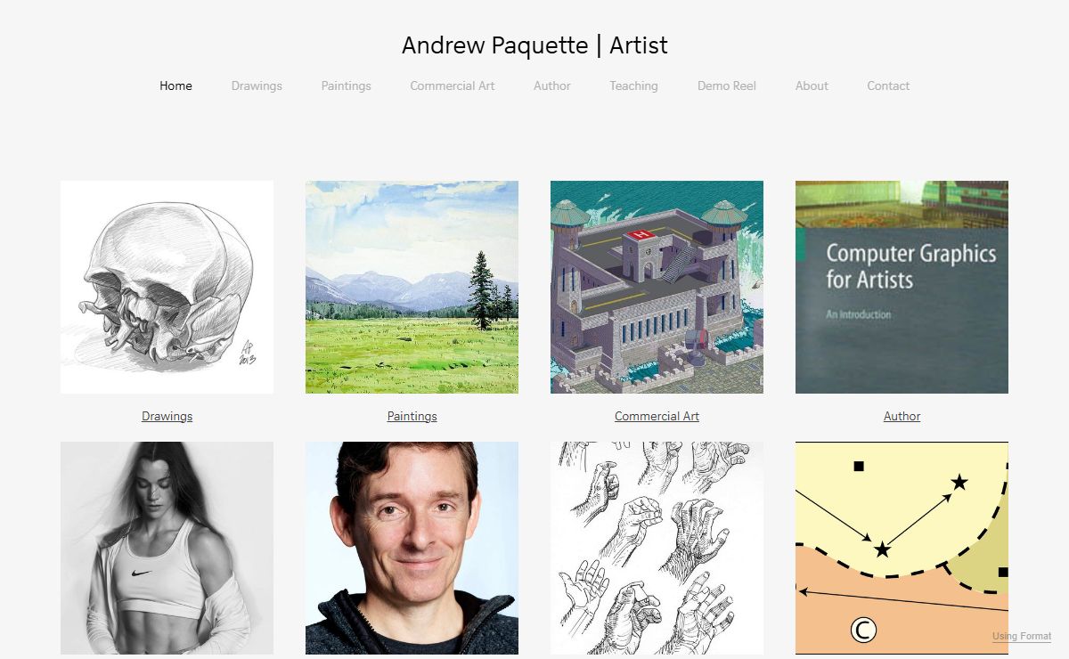 Home page for the website of artist, author, photographer, and educator Andrew Paquette PhD - Andrew Paquette's Portfolio