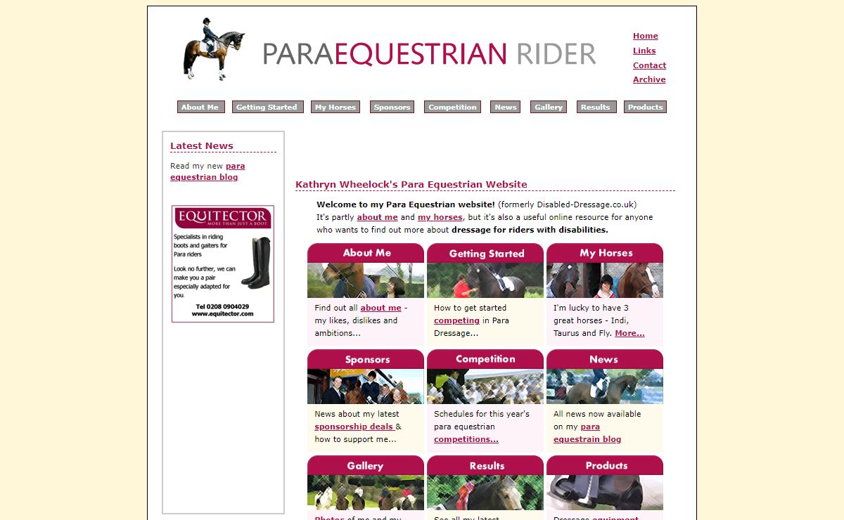 Kathryn Wheelock's Para Equestrian website - Homepage