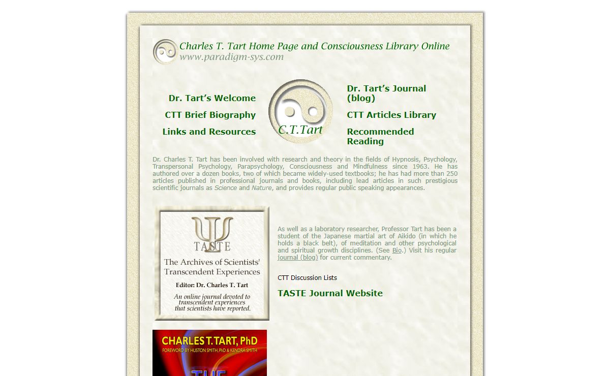 Dr. Charles Tart Official Consciousness Library Online