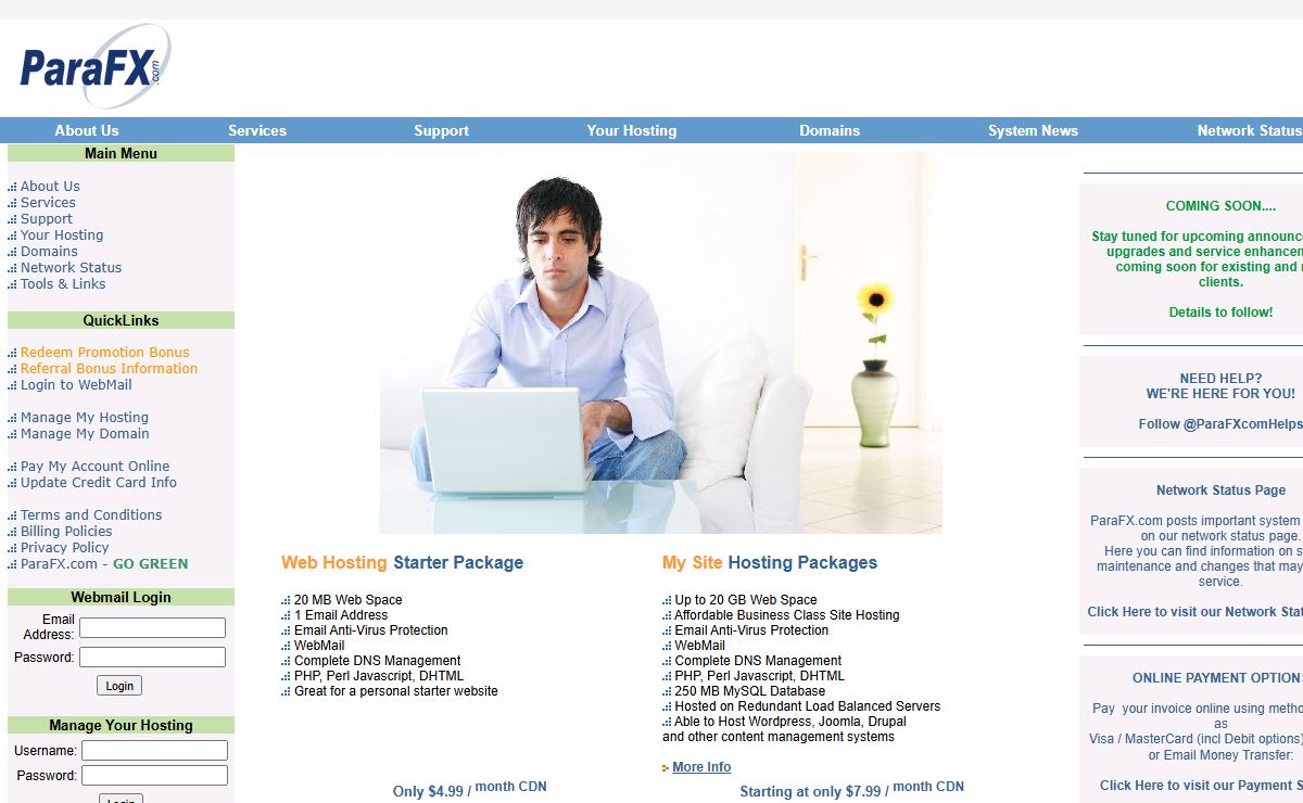 ParaFX.com - Hosting Services - Custom Hosting - Toronto / Canadian Hosting and Domain Services