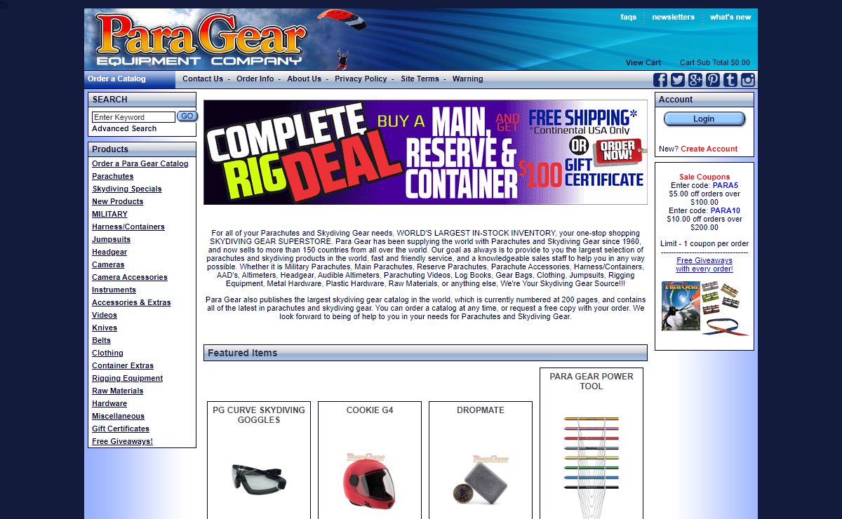 Para Gear - Skydiving Gear? Parachutes? Shop ParaGear.com!