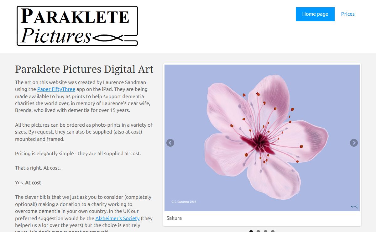 Paraklete Pictures - digital art from Laurence Sandman in support of dementia charities