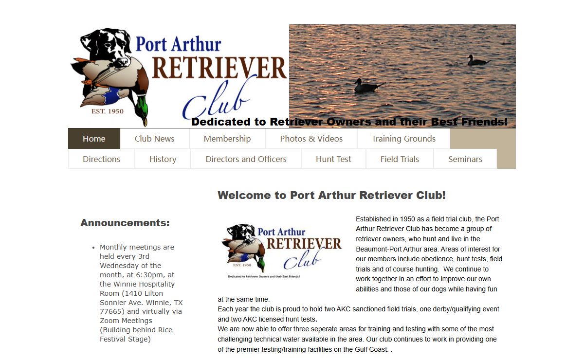 Port Arthur Retriever Club - Home
