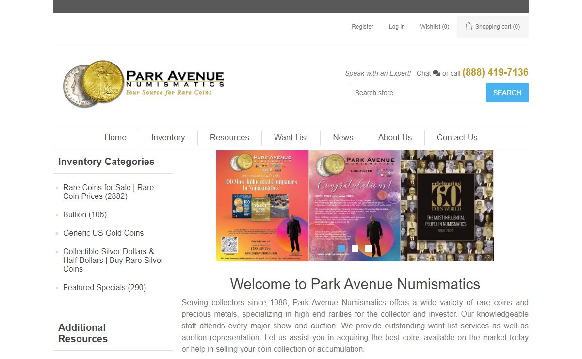 Park Ave Numismatics | Rare Collectible Coins | Precious Metals