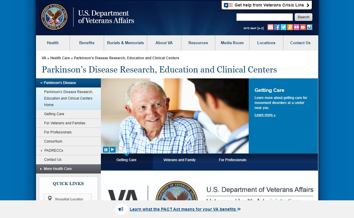 Parkinson’s Disease Research, Education and Clinical Centers Home