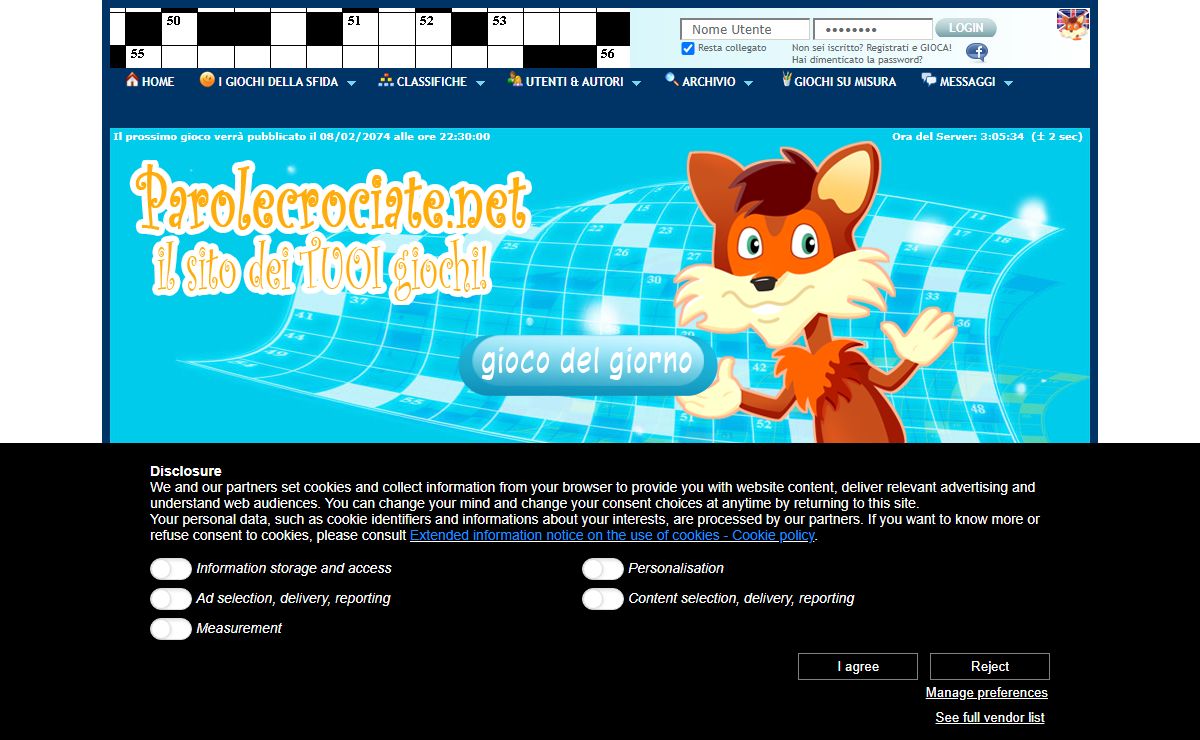 PAROLE CROCIATE.net ..| Il sito dei TUOI giochi |.. Cruciverba, Rebus, Enigmi e Sudoku