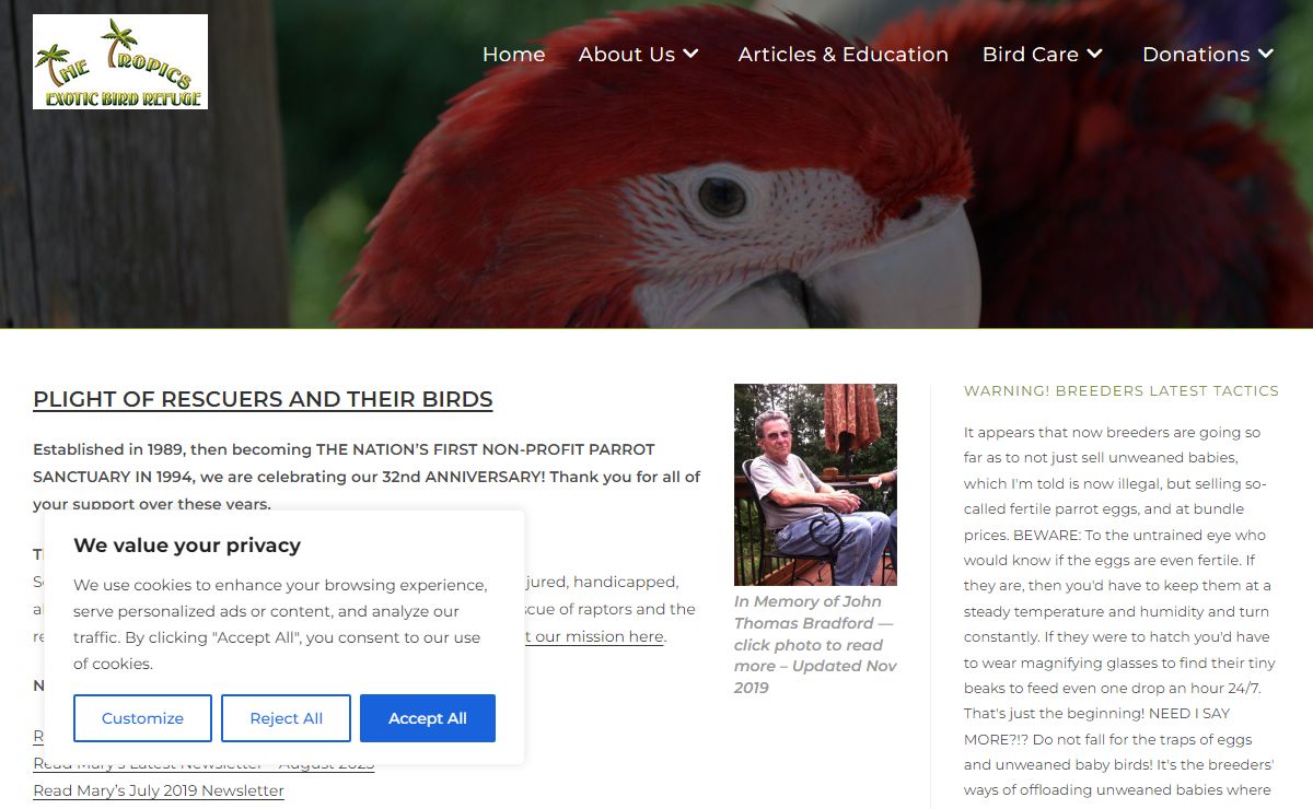 The Tropics, Inc., Exotic Bird Refuge