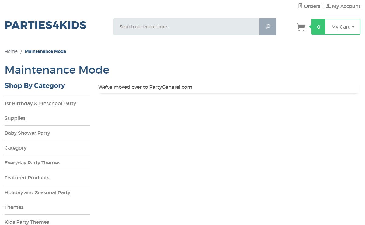 Parties4Kids: Maintenance Mode