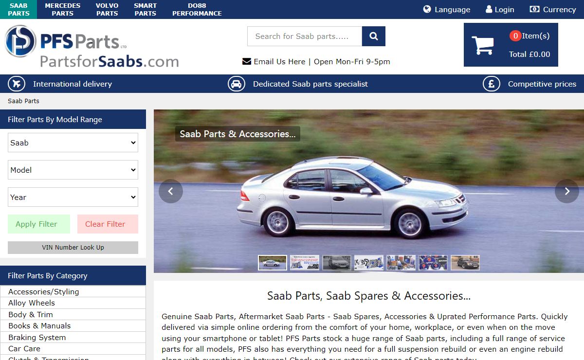 Saab Parts, Saab Spares and Accessories: online ordering, mail order parts, UK based site - PartsforSaabs