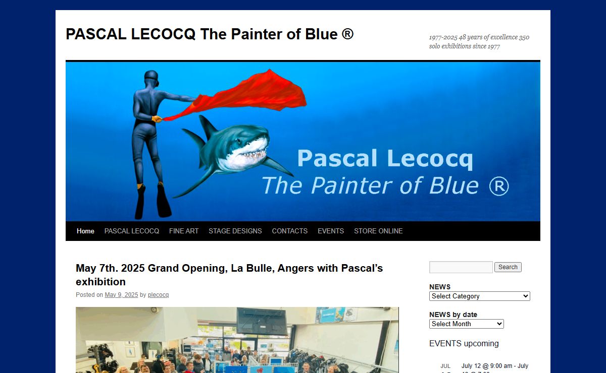 PASCAL LECOCQ The Painter of Blue ® - 1977-2025 48 years of excellence 350 solo exhibitions since 1977PASCAL LECOCQ The Painter of Blue ® | 1977-2025 48 years of excellence 350 solo exhibitions since 1977