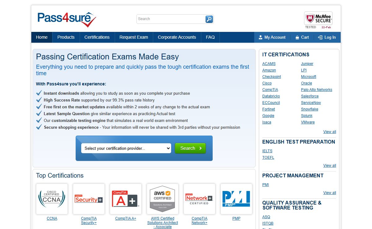 Pass4sure - Leader of IT Certifications. Get Certified for Sure!