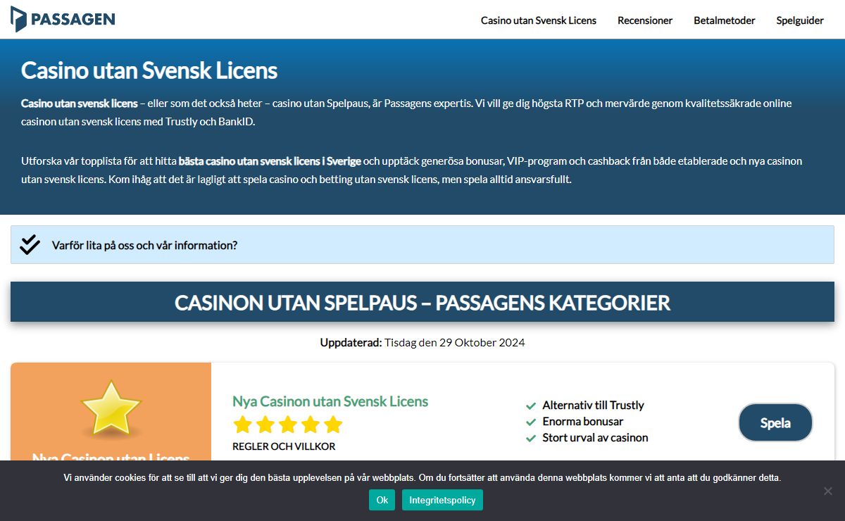 Casino utan Svensk Licens » Bästa Betting utan Spelpaus 2024