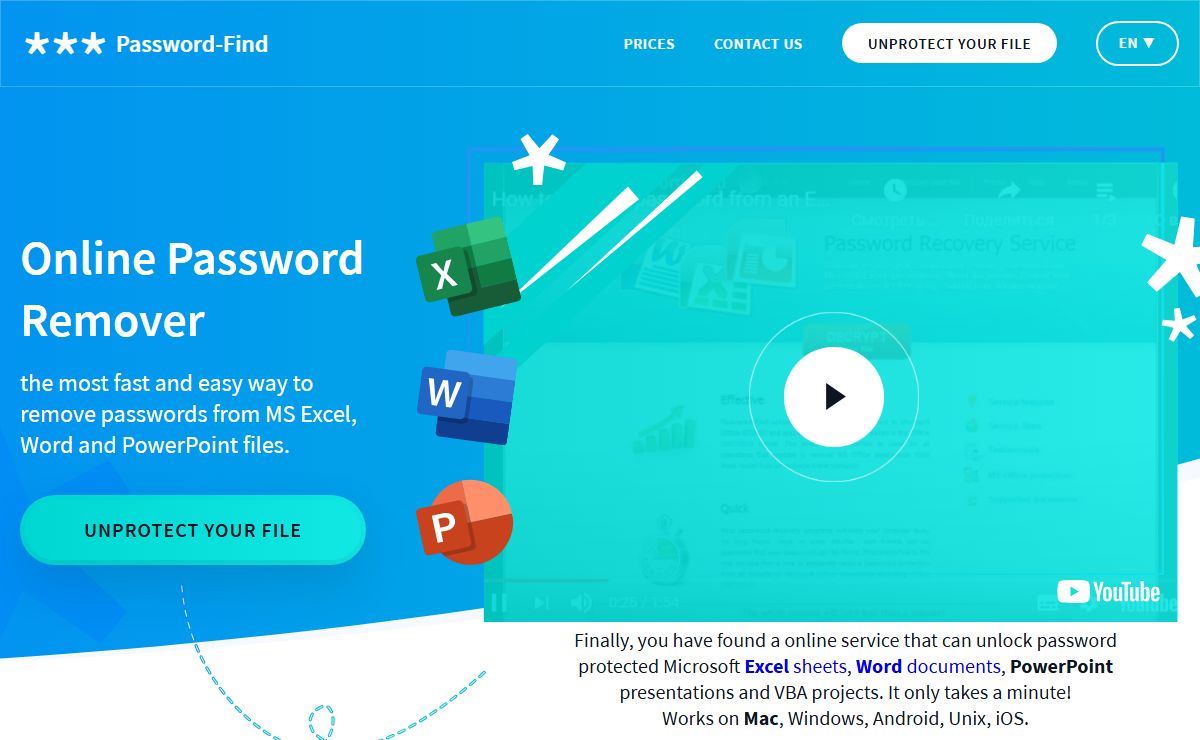Online Excel Password Remover and Word Password Recovery service