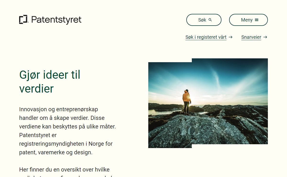 Patentstyret gir rettigheter til patent, varemerke og design i Norge
