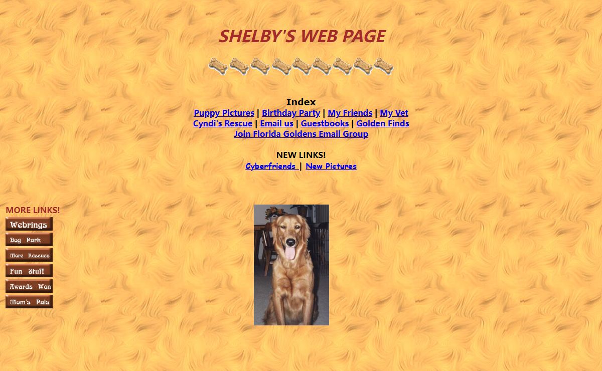 AN INDEX OF MY GOLDEN RETRIEVER, SHELBY, HER VET AND GOLDEN RETRIEVER RESCUE