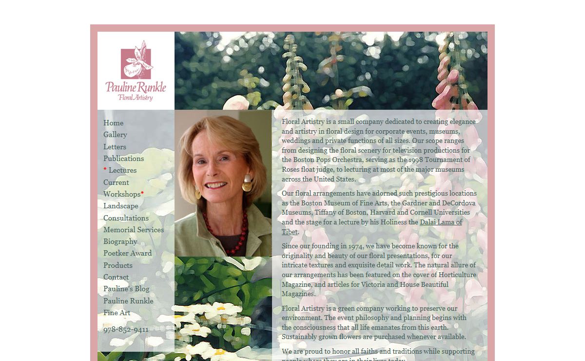 Pauline Runkle's Floral Artistry: floral design for corporate events, museums, weddings, and private functions of all sizes