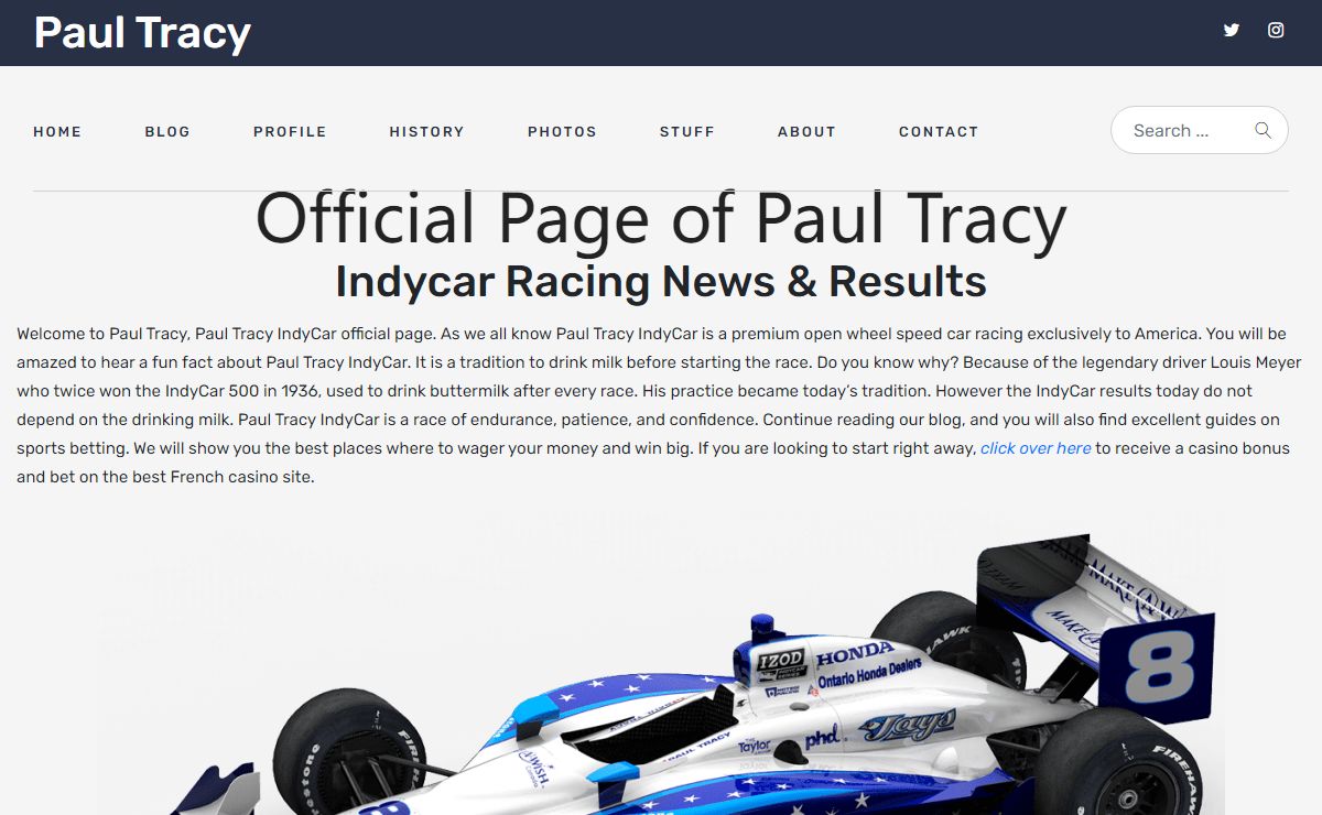 Official Page of Paul Tracy | Indycar Racing News & Results