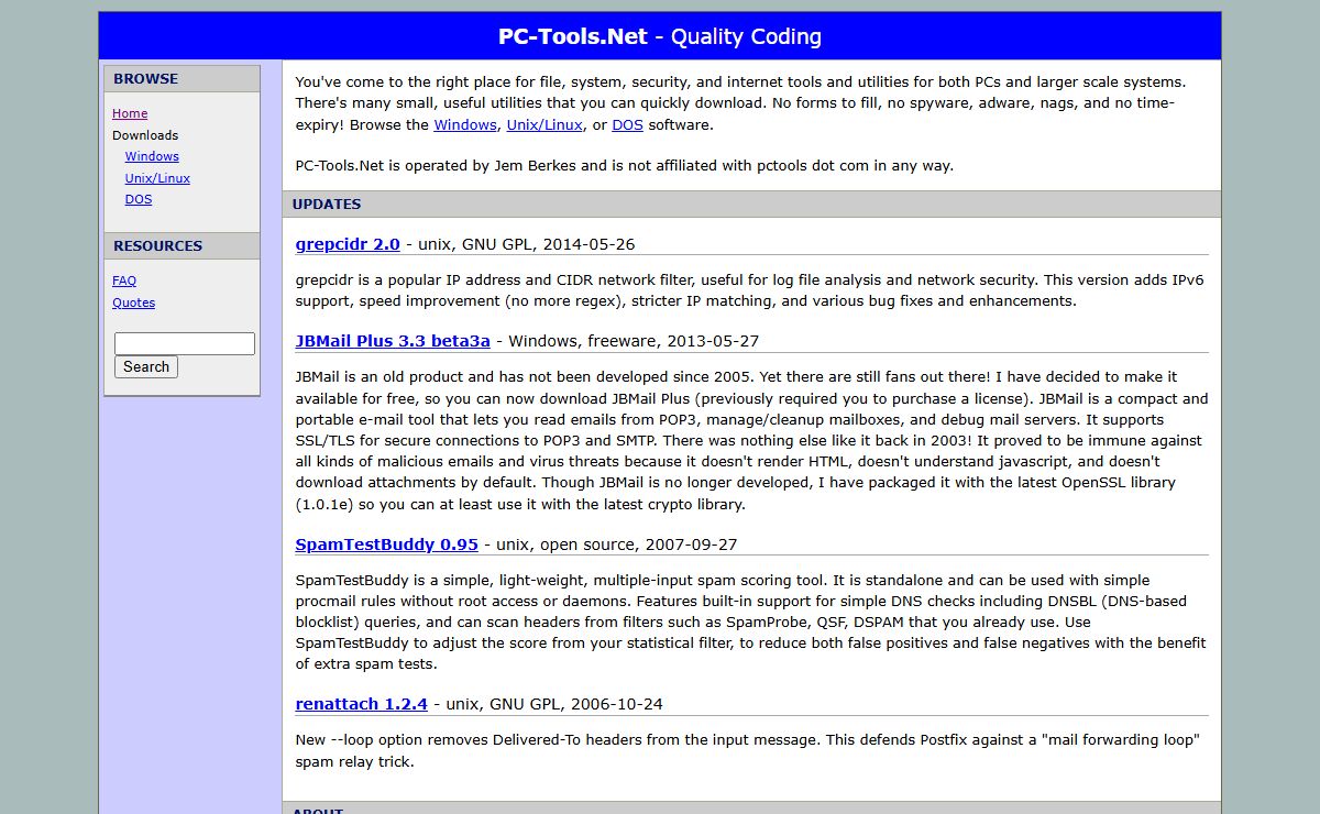 PC-Tools.Net: Tools and utilities for Windows, Unix/Linux, DOS