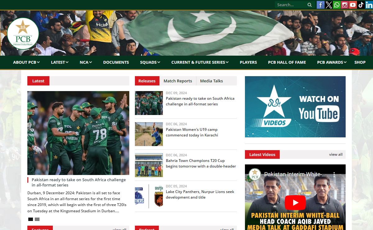 Pakistan Cricket Board (PCB) Official Website