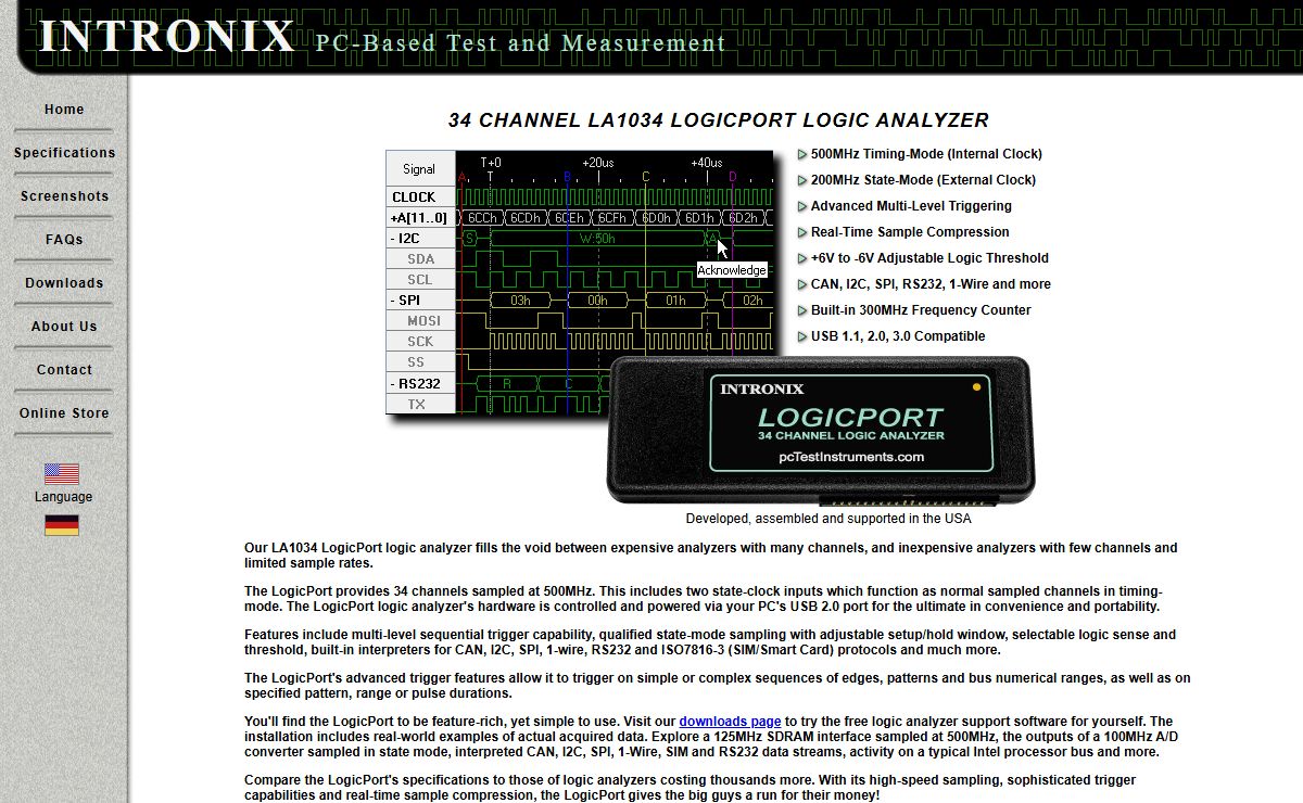     Intronix 34 Channel 500MHz PC-Based Logic Analyzer Just $439 - Includes CAN, I2C, SPI, RS232 Interpreters