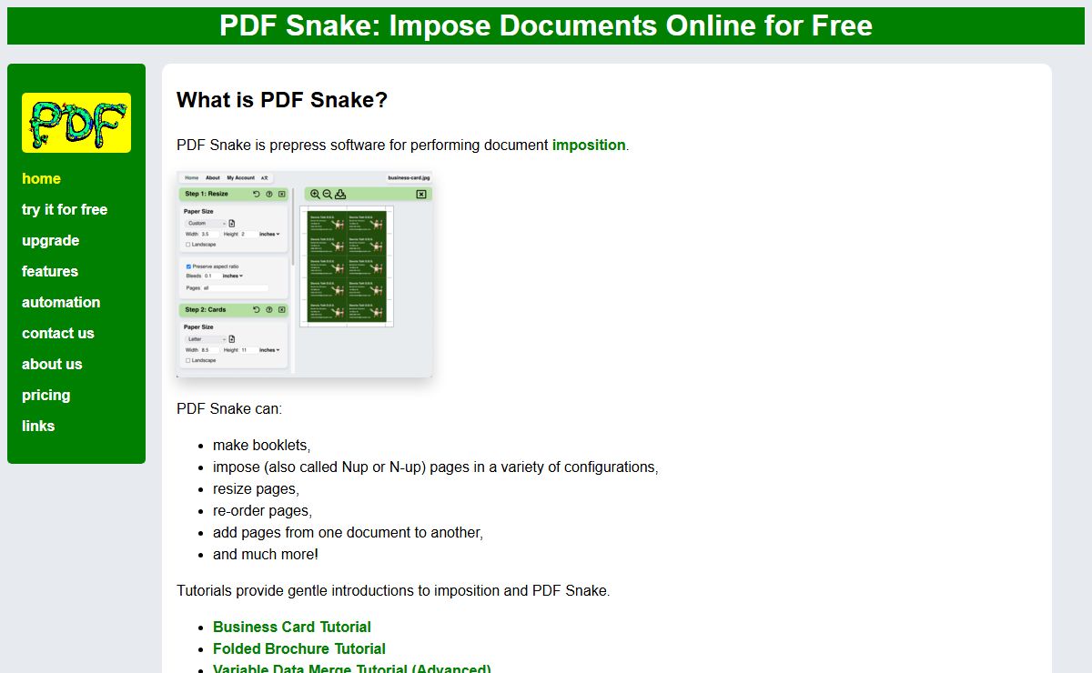 PDF Snake: Impose Documents Online for Free
