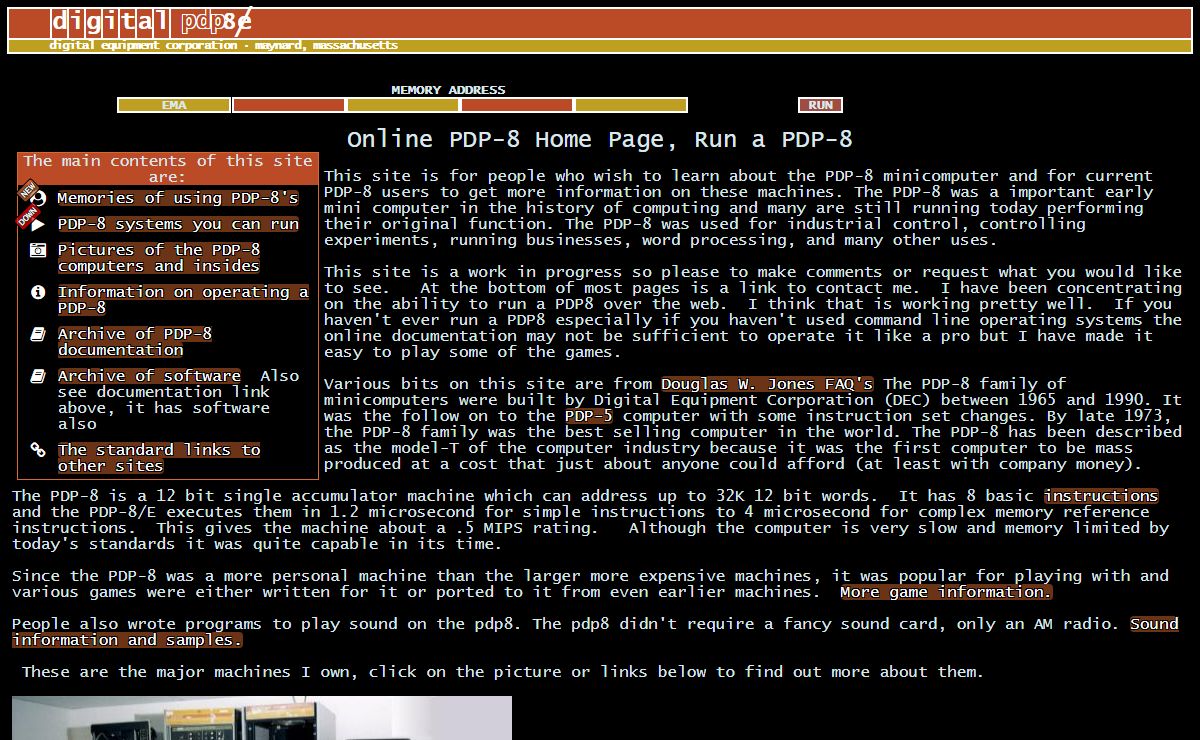 Online PDP-8 Home Page