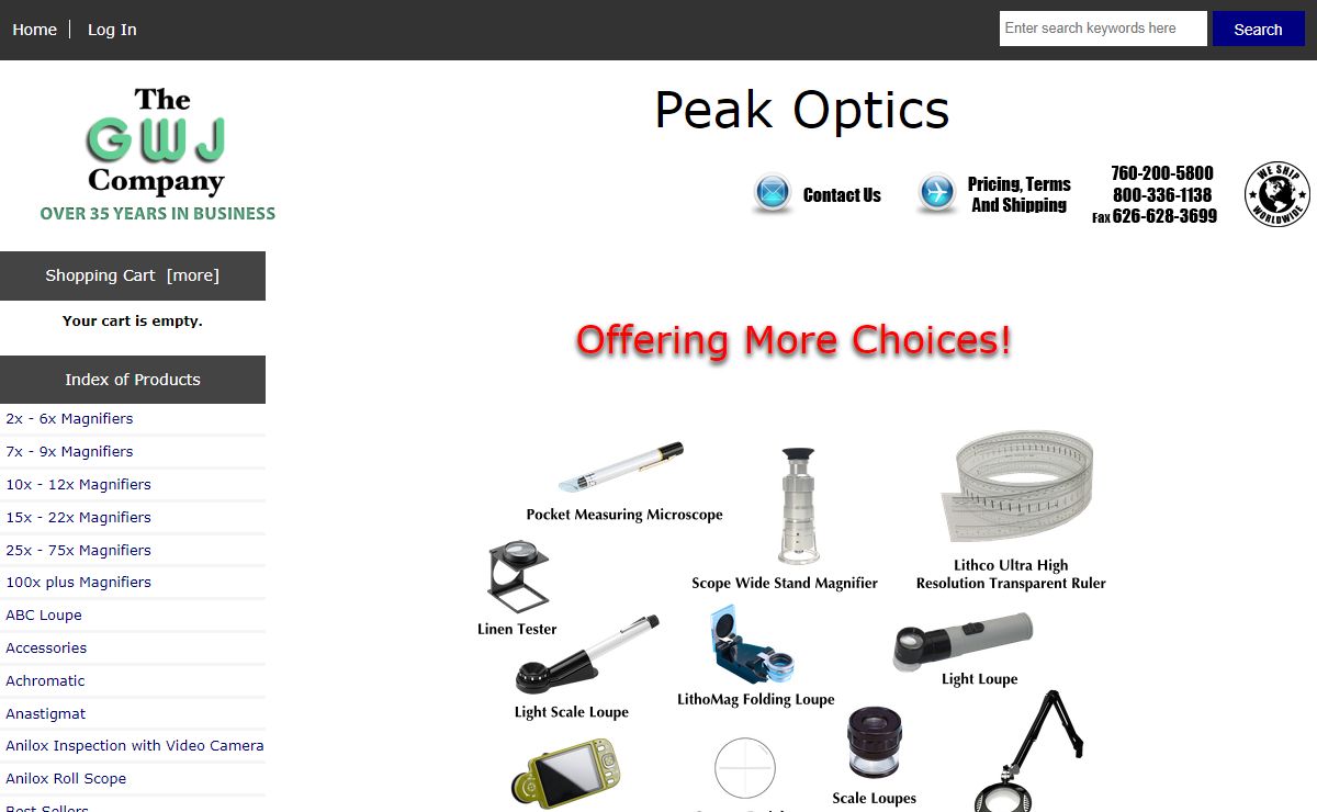 Peak Optics, Magnifiers, Comparators, Loupes, For Inspection & Measuring, 2x to 300x