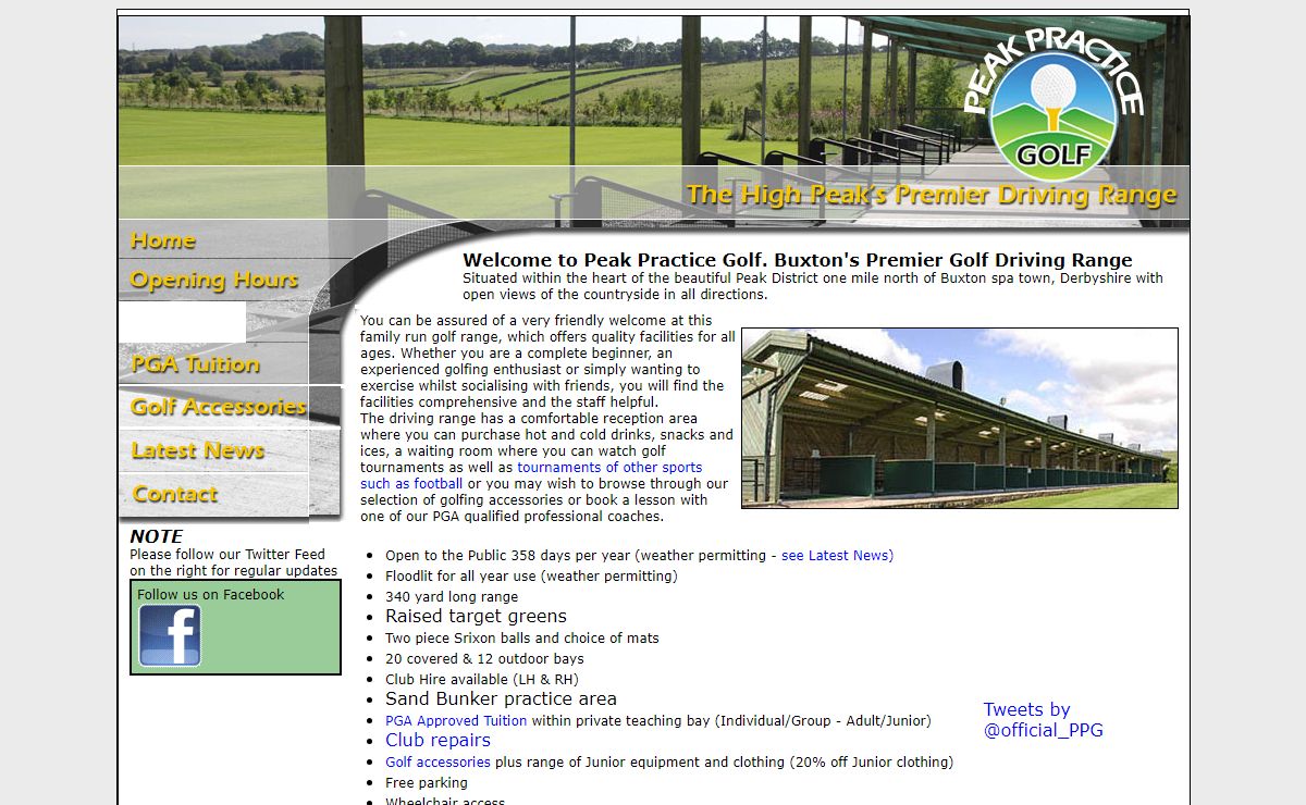 Home Page - Golf lessons Golf Range Buxton Derbyshire at Peak Practice Golf Driving Range Buxton Derbyshire Peak District
