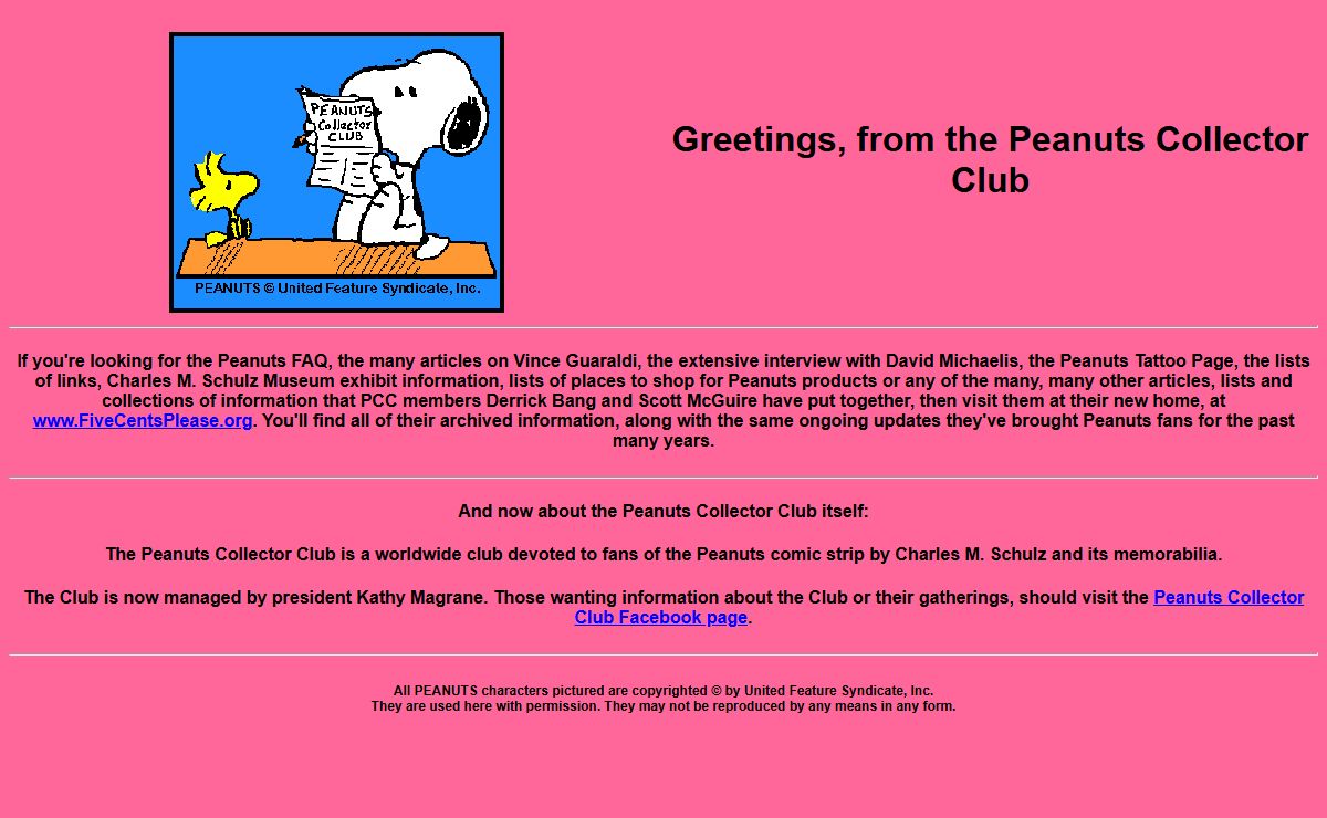 Peanuts Collector Club Home Page