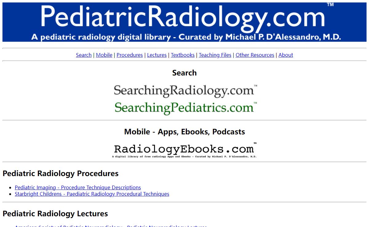 PediatricRadiology.com: A pediatric radiology and pediatric imaging digital library - Paediatric Radiology | Paediatric Imaging | Free Pediatric Radiology Books