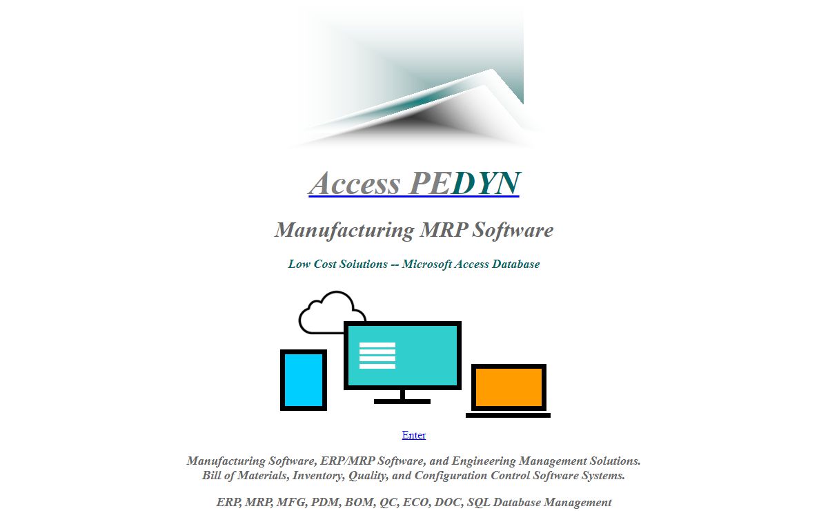 PEDYN: Manufacturing Software, MRP Software, ERP Systems - MS Access
