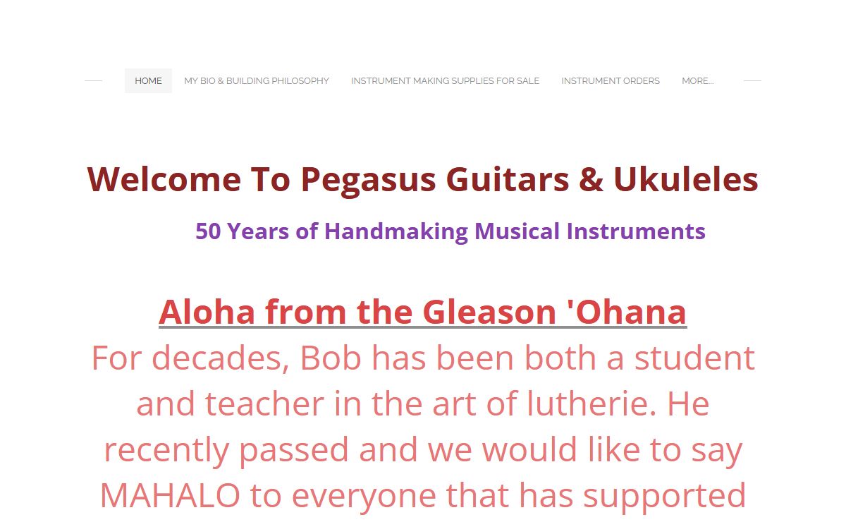 Pegasus Guitars & Ukuleles. A site for enthusiasts of handmade guitars & ukuleles and guitar & ukulele bilders