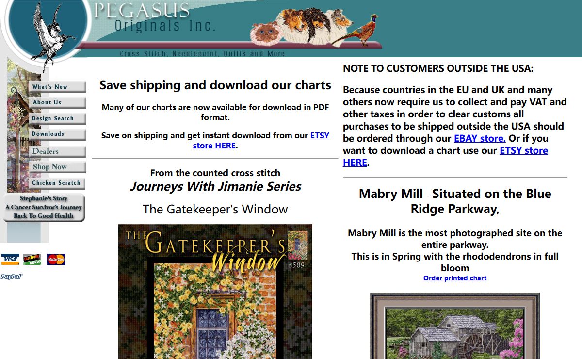 Counted Cross Stitch and Needlepoint from Pegasus Originals