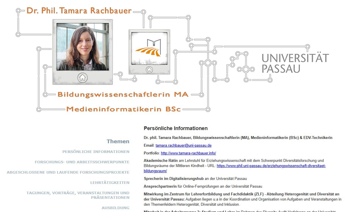 Tamara Rachbauer, Bildungswissenschaftlerin (MA) & Medieninformatikerin (BSc), EDV-Technikerin, Autorin & Heimatforscherin - Portfolio