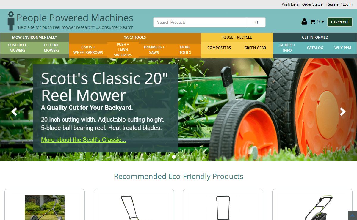 People Powered Machines, Push Reel Mowers, Composters, and More