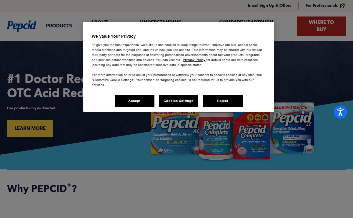 Heartburn Relief Products with Active Ingredient Famotidine | PEPCID®