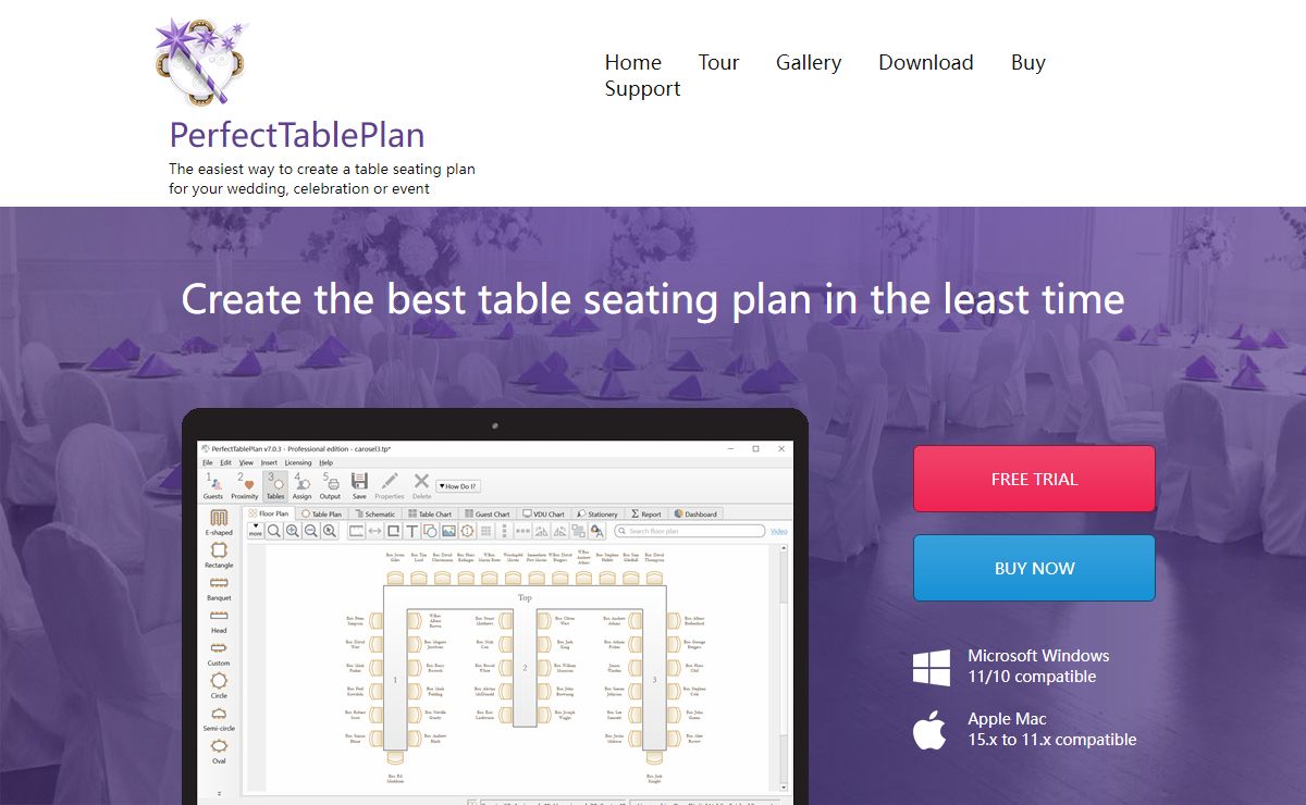 Table Plan software - perfect table seating for weddings and events