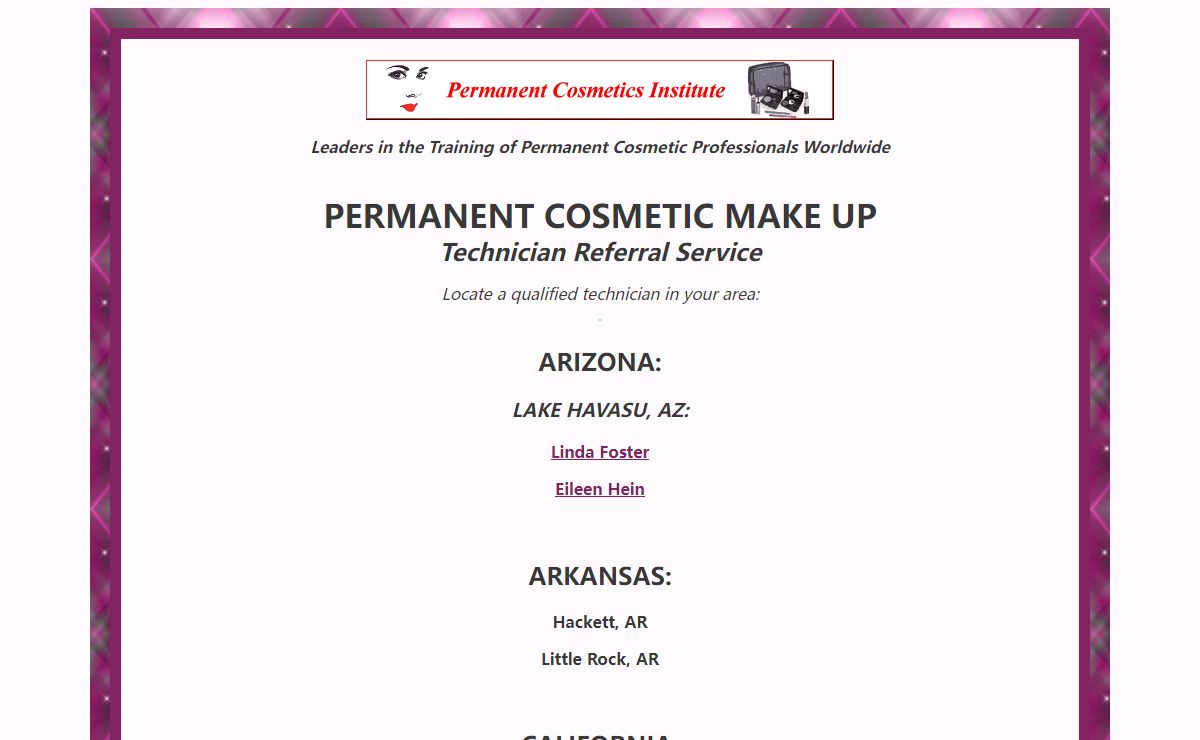 Permanent Cosmetics - Technician Referral Service