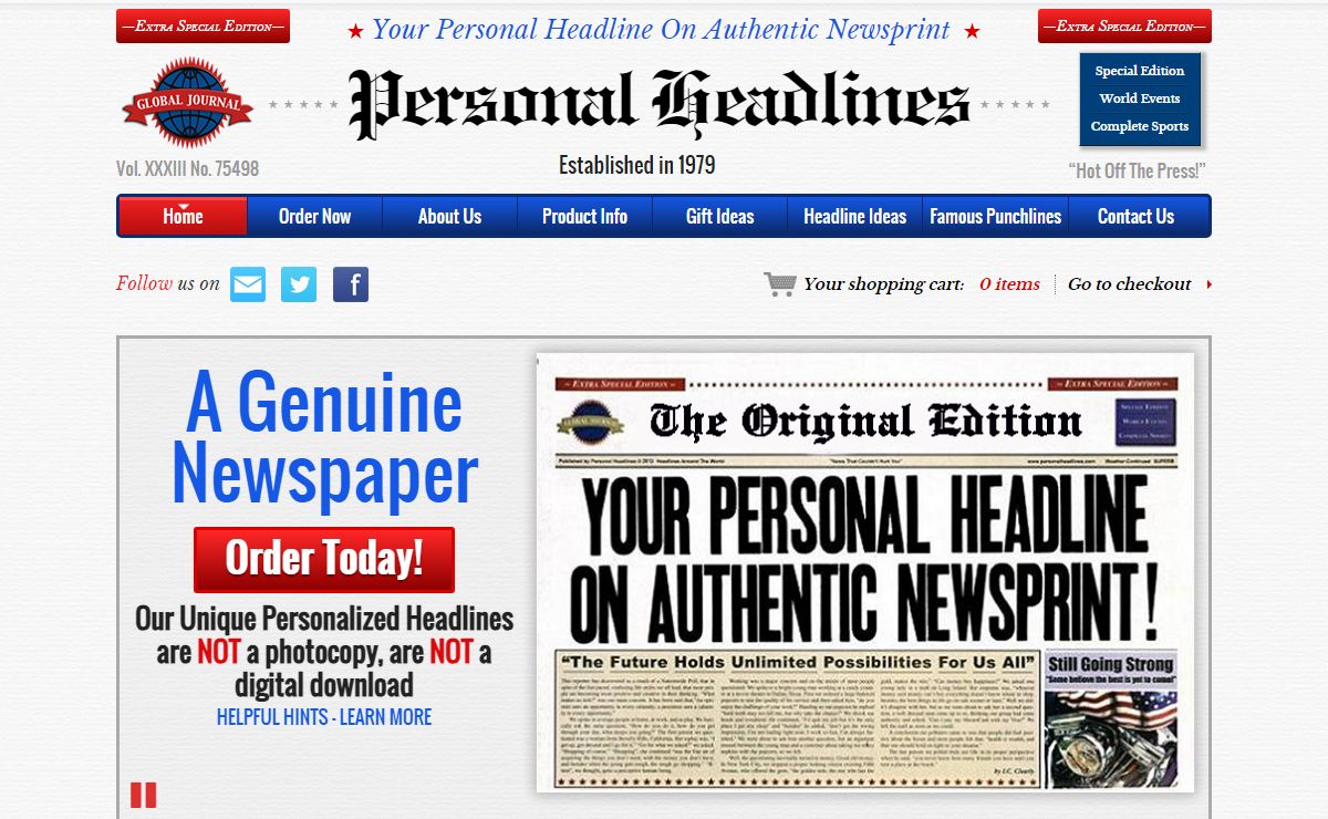 Fake Newspaper Headlines Front Page Gift Prank