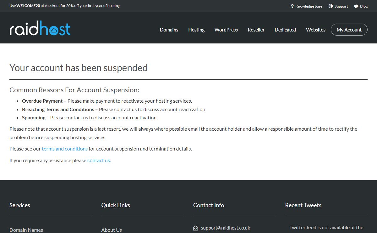 Account Suspended - Raid Host