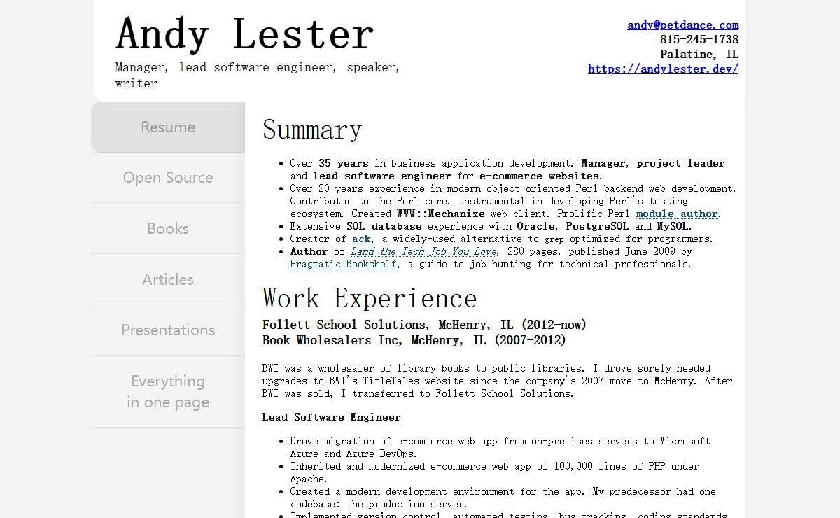 Andy Lester: Manager, lead software engineer, speaker, writer
