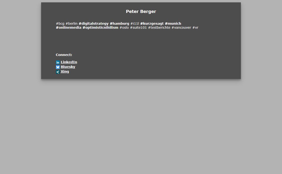 Peter Berger, Hamburg/Munich | personal profile