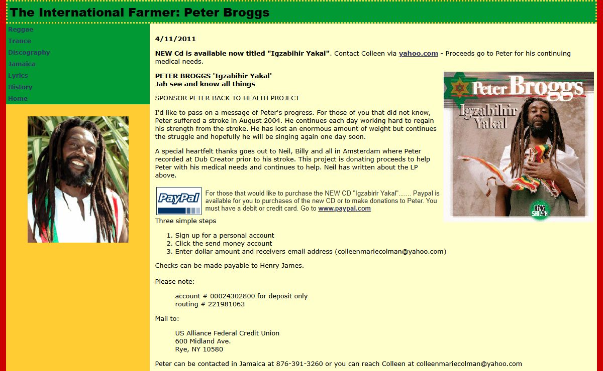 Jamaican Reggae Artist Peter Broggs