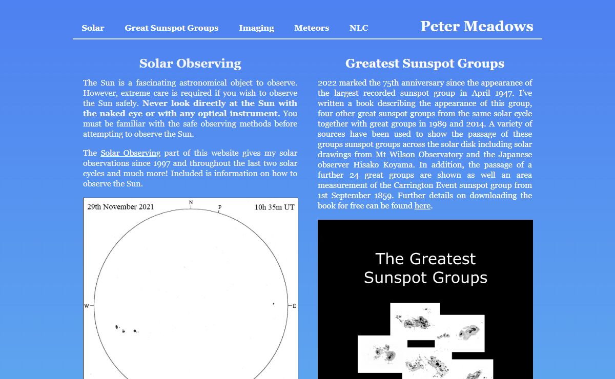 Peter Meadows' Astronomy Website
